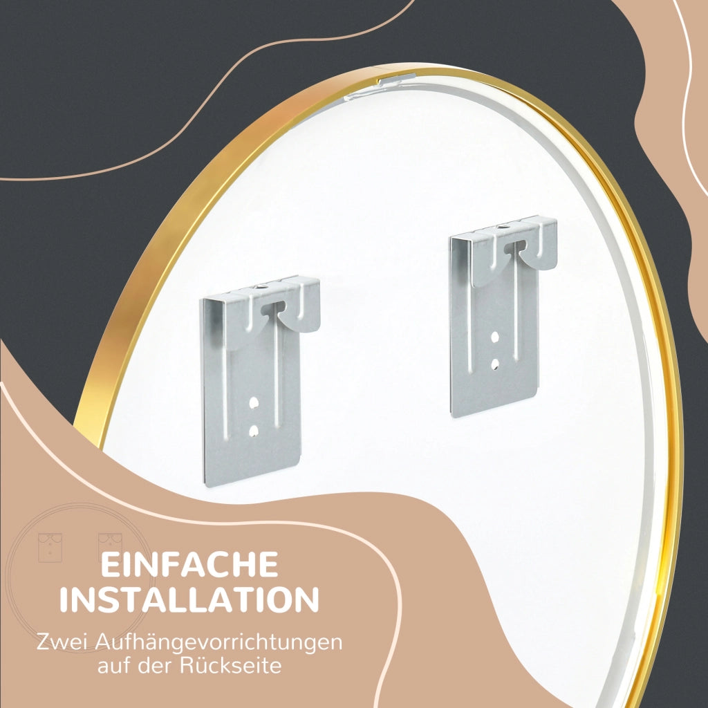 Specchio Tondo da Parete ¨C zephmum ¨C Oro, ?50 cm