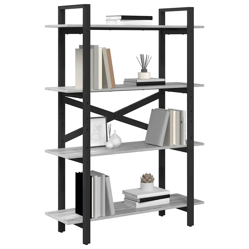 Libreria-Scaffale per Libri-Mobile di Stoccaggio Grigio Sonoma 100 x 33,5 x 140 cm Legno multistrato
