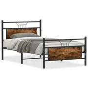 Letto singolo | Letto per adulti | Giroletto senza Materasso Rovere Fumo 100x190 cm in Truciolato