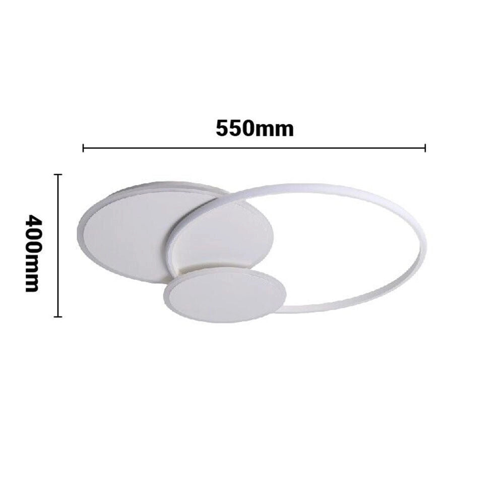 Trade Shop - Plafoniera Tonda A 3 Cerchi Led A Tripla Colorazione Di Luce 37w Ultra Moderno C32-3c -