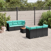 Set Divani da Giardino 7 pz con Cuscini Nero in Polyrattan