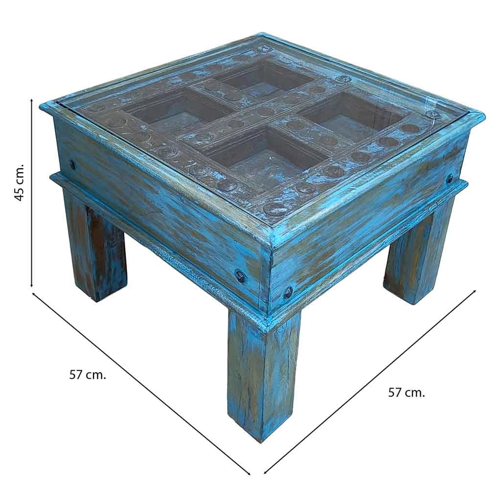 Tavolino da caffè in legno fatto a mano 57x57x45h cm