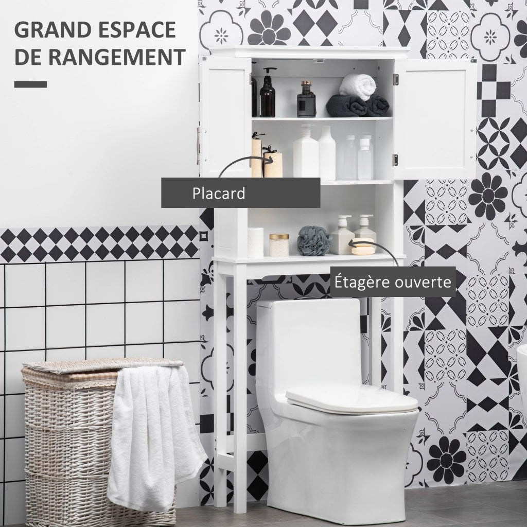 Mobile WC con armadietto doppia anta, ripiano regolabile e nicchia ¨C zephmum ¨C bianco 71x20.5x165 cm