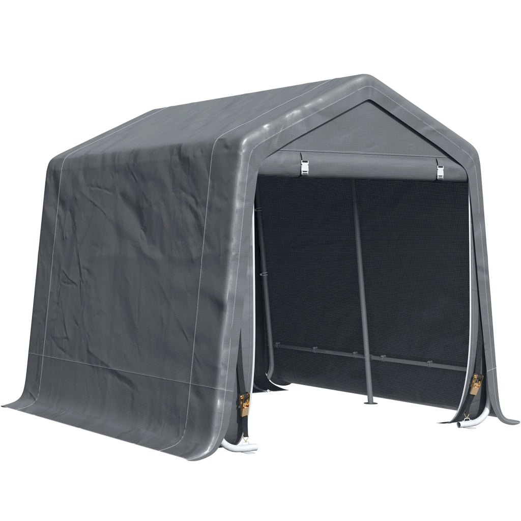Tenda Garage 2.4x2m per Veicoli e Biciclette in Metallo e Tessuto PE, Grigio Scuro