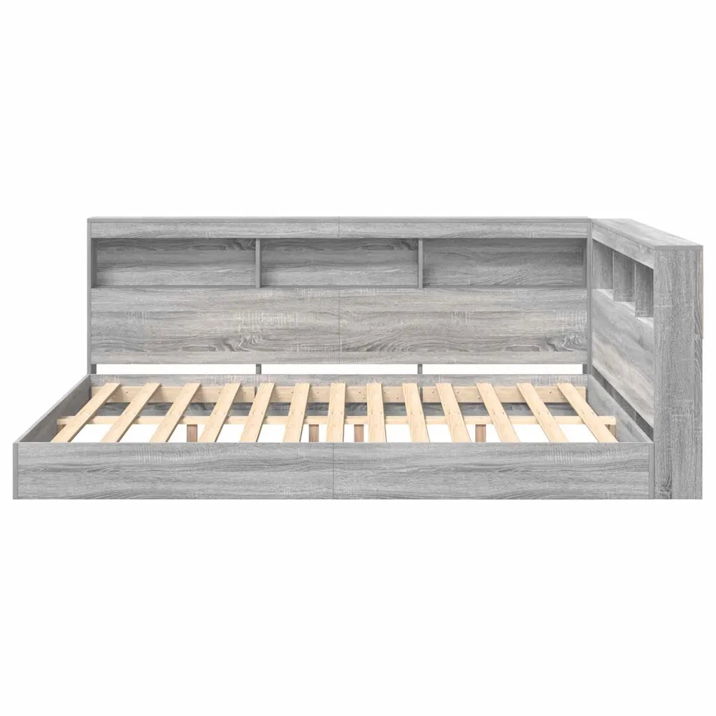 Letto Libreria Grigio sonoma 160 x 200 cm Legno multistrato 3335743