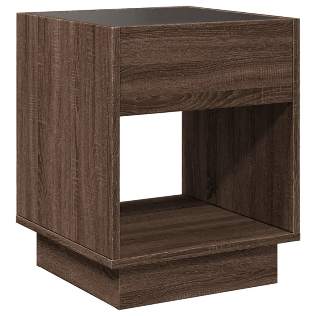 vidaXL Tavolino da Salotto con LED Infinity Rovere Marrone 40x40x50 cm