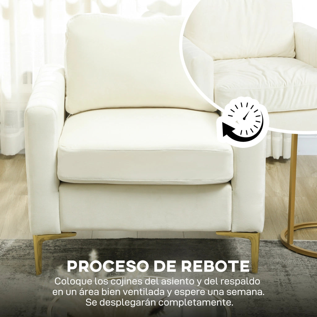 Poltrona imbottita in velluto ¨C Zephmum ¨C Crema 81x77x81 cm