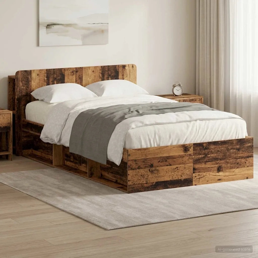 Telaio del letto con storage Legno antico 120 x 200 cm 3433363