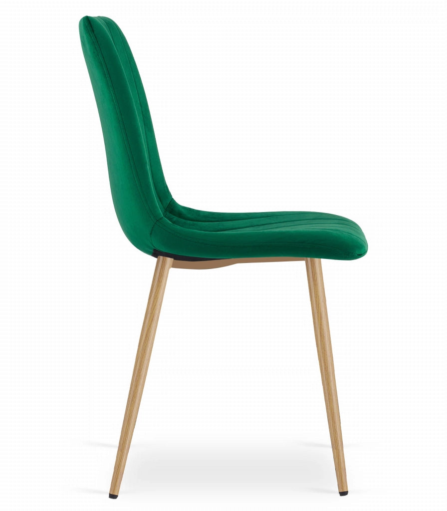 Sedia VALORA JEWA - Velluto verde scuro con gambe color legno x 2