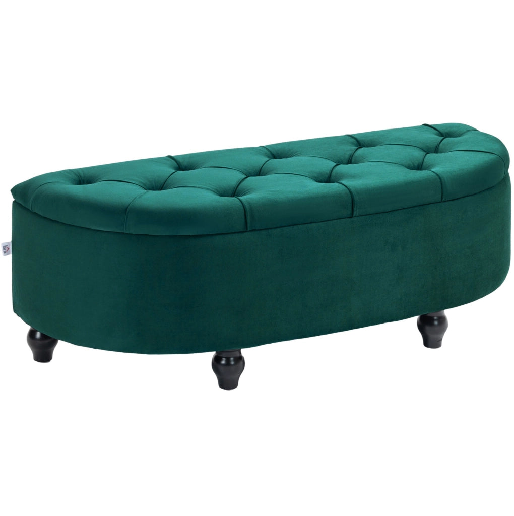 Panca contenitore imbottita verde scuro 120 cm