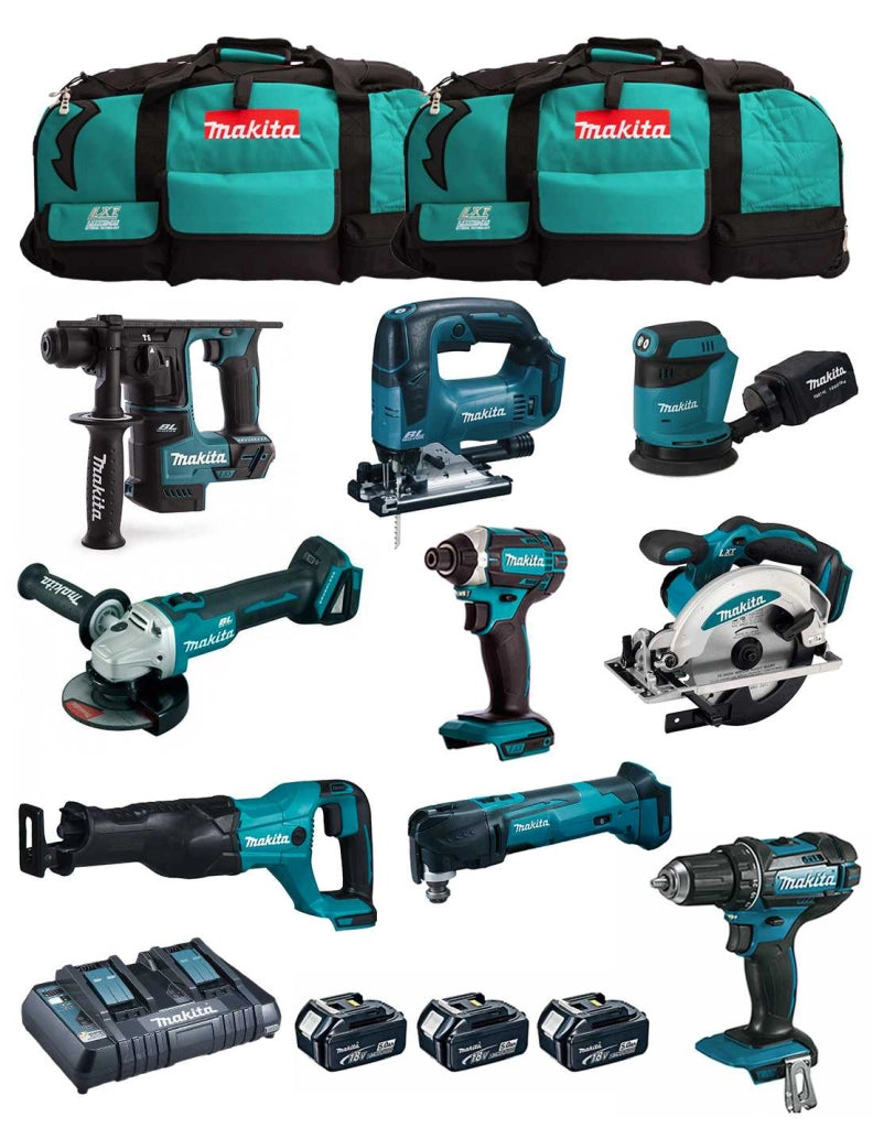 MAKITA Kit MK901 (DDF482 + DHR171 + DGA504 + DTD152 + DJV182 + DSS610 + DJR186 + DBO180 + DTM51 + 3x5,0 Ah + DC18RD + 2xLXT600)