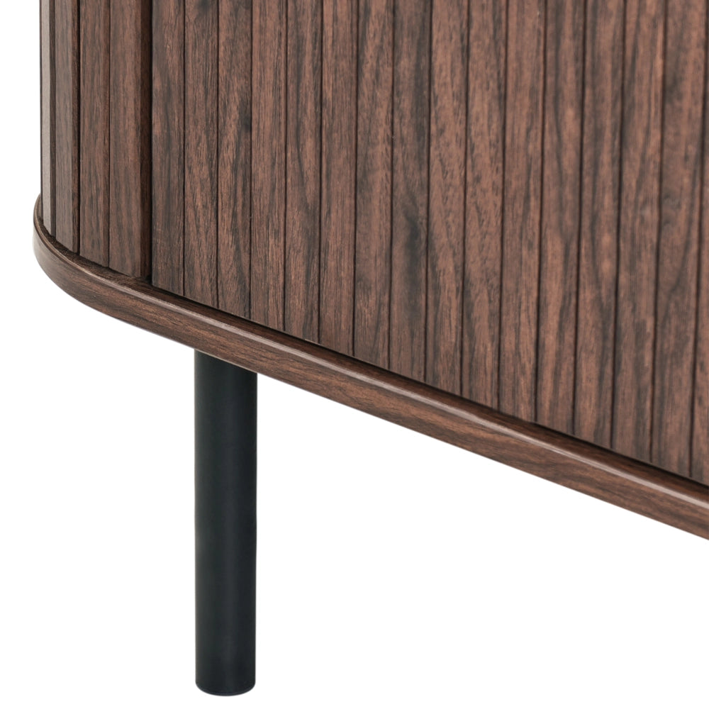 Credenza retrò ad ante scorrevoli MDF Gambe in metallo Legno scuro camera da letto soggiorno