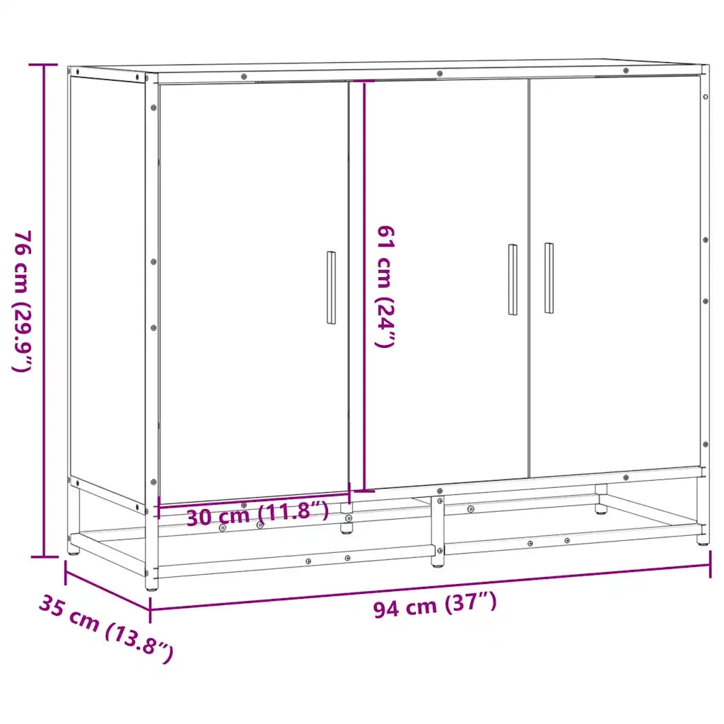 Credenza Grigio Sonoma 94x35x76 cm in Legno Multistrato