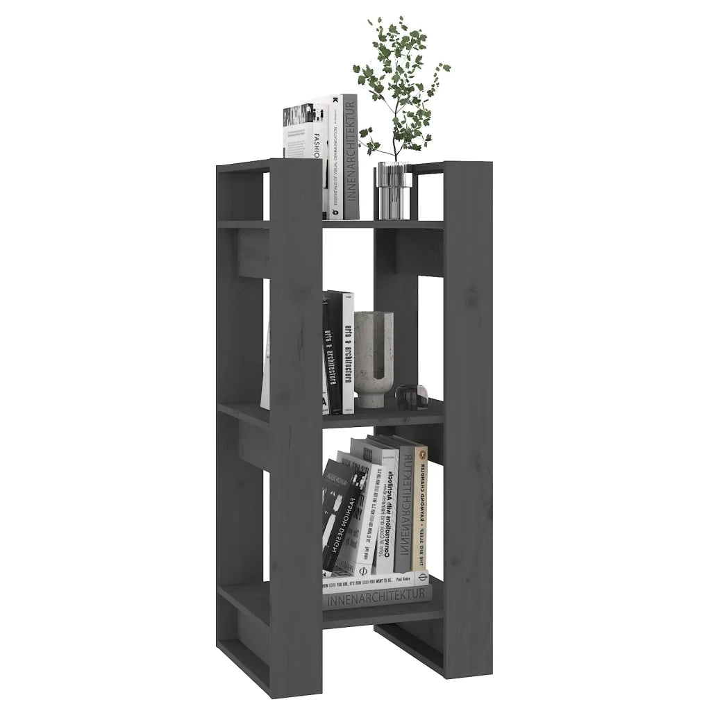 Libreria Divisorio-Scaffale per Libri-Mobile di Stoccaggio Grigio 41x35x91 cm in Legno Massello di Pino