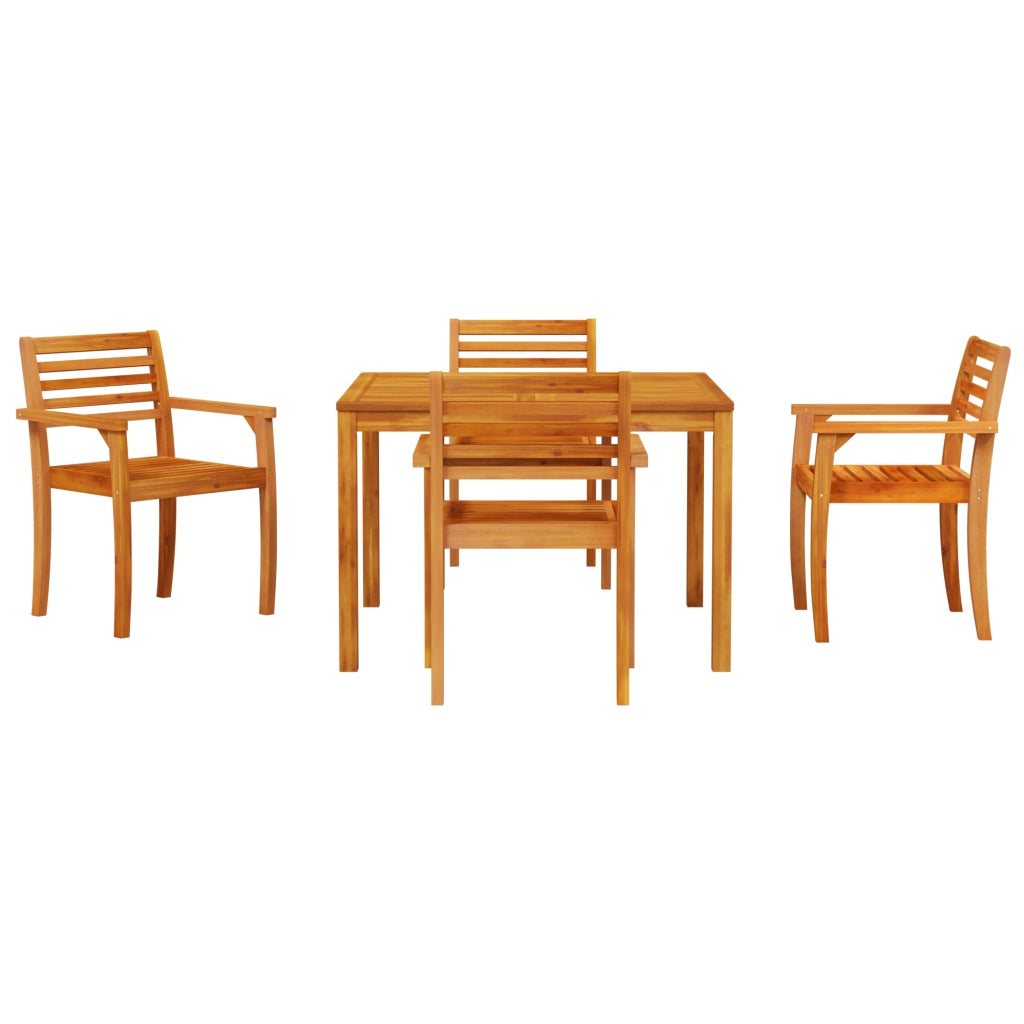 Set da giardino da pranzo 5 pezzi in legno massello di acacia