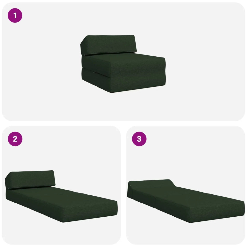 Divano Letto Pieghevole Verde Scuro 60 x 70 x 41 cm Tessuto 900054