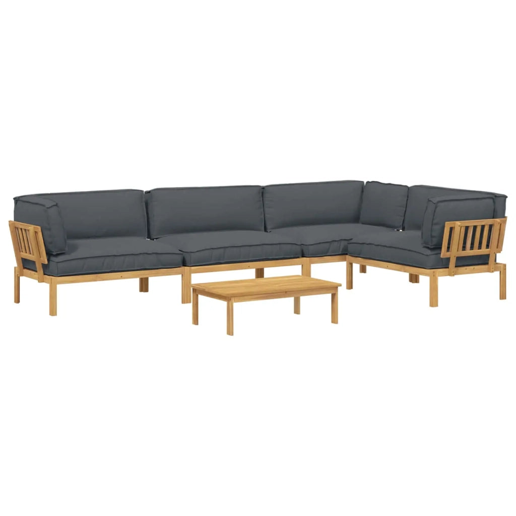 Set di divani 5 pcs Antracite Legno di Acacia Massello