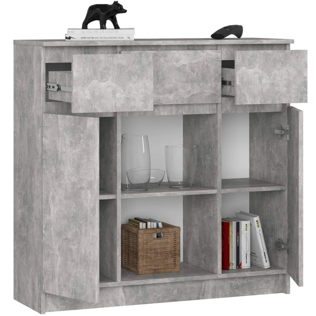 Cassettiera AKORD K100 Cemento 101 cm 2 ante 3 cassetti 101x35x98 cm
