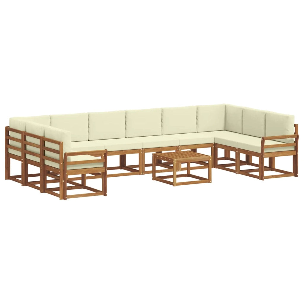 Set di divani da esterno con cuscino 11 pcs Naturale e Crema