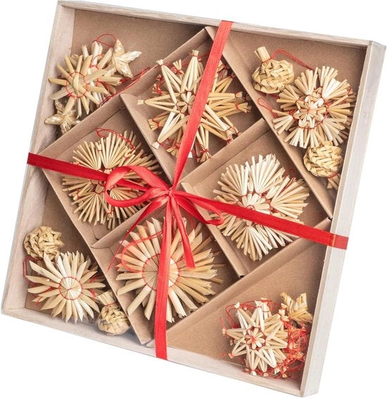 Decorazione di Natale - Set di 40 stelle da appendere in 10 disegni - Ornamenti di Natale per decorazione festiva in casa - Appoggio per Natale e feste