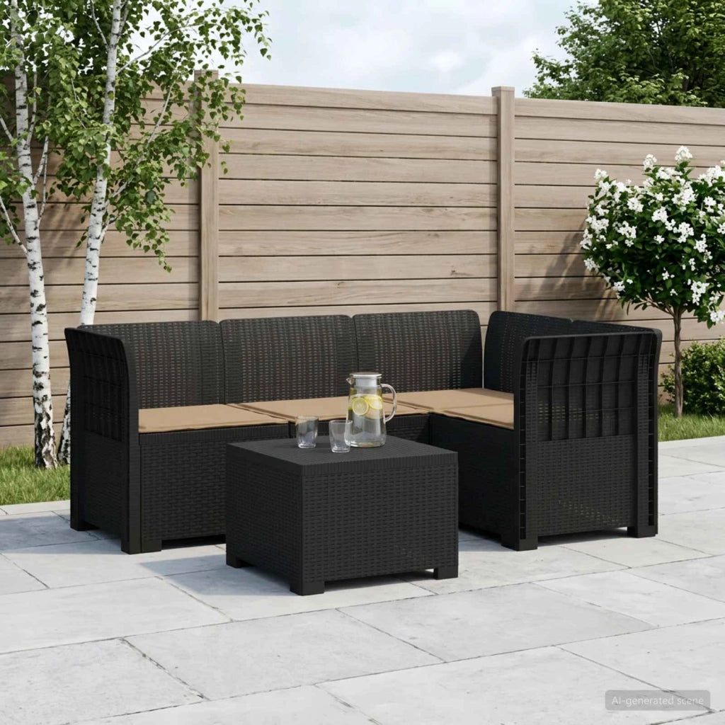 Divano da giardino 4 posti con cuscini aspetto rattan PP 3444000