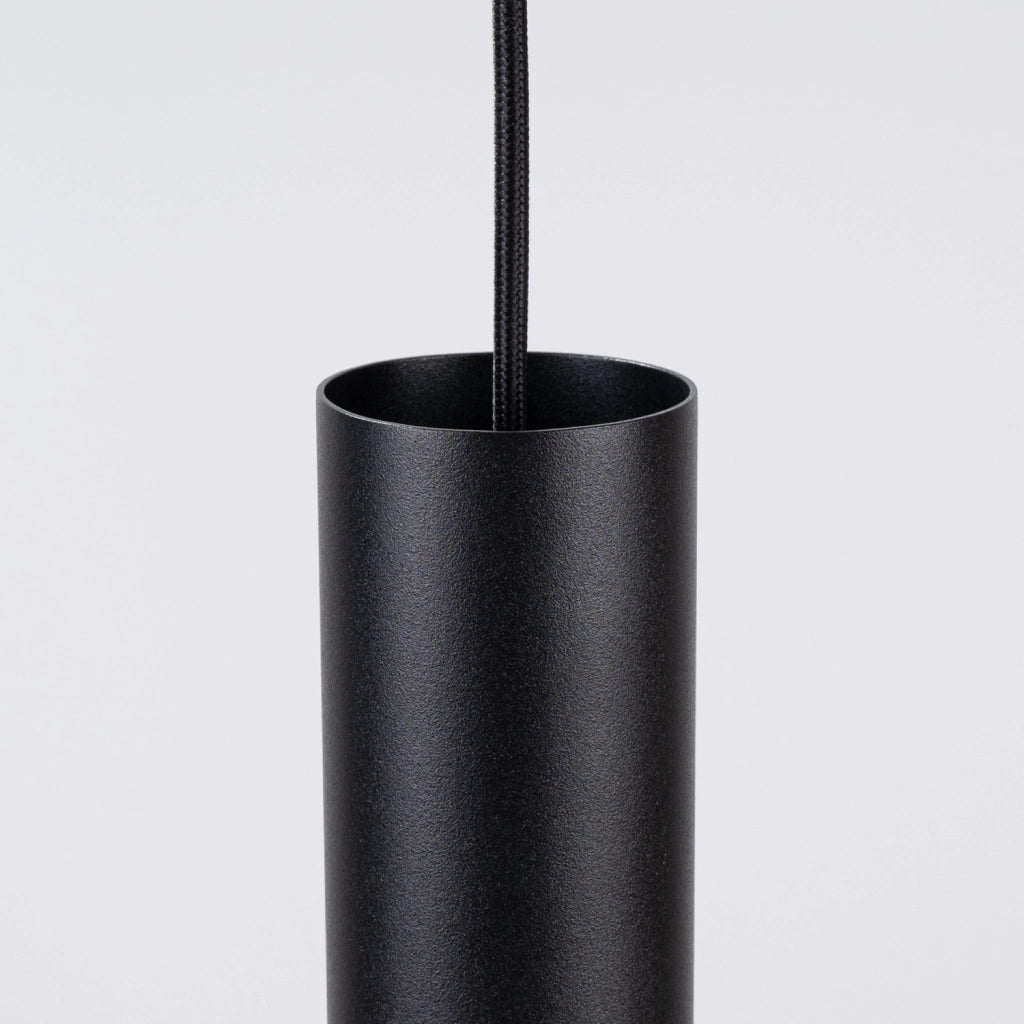 Lampada sospensione tubo nero disco feltro beige GU10