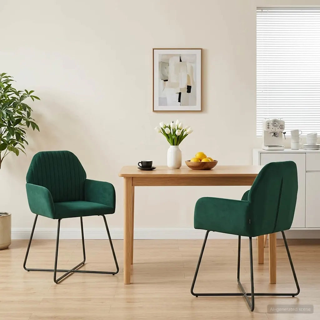 Sedie da pranzo 2 pz Velluto Verde Scuro 55 x 50 x 84 cm 42034368