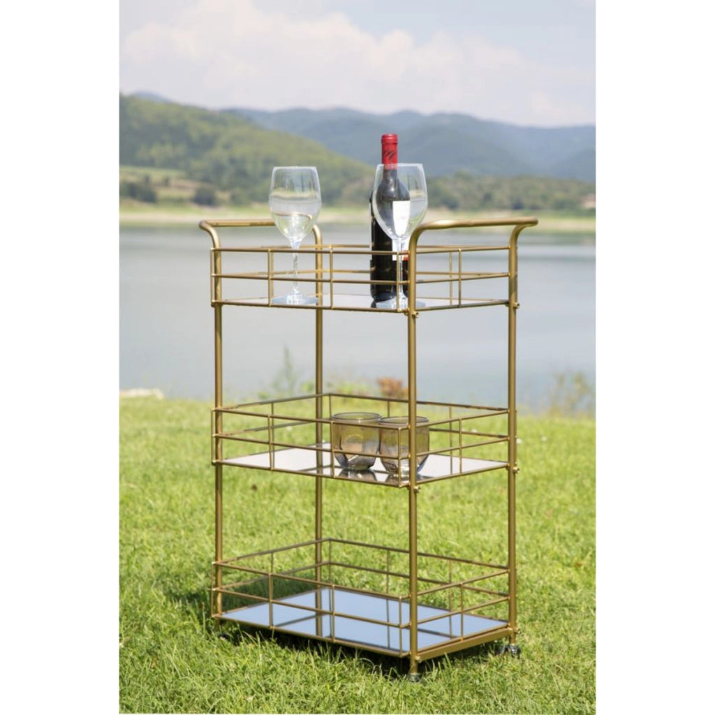 Carrello VKH4, Oro, Metallo, 60x30,5x80 cm