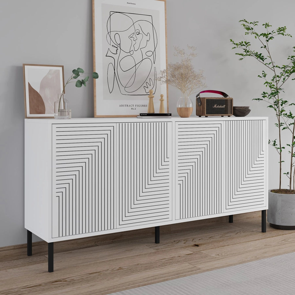 Credenza in legno "Evolet" - 150 x 36 x 75 cm - Bianco