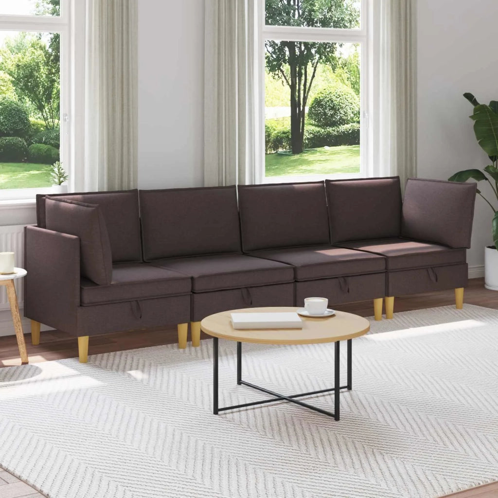 Set di mobili per il soggiorno 4 pcs Marrone Scuro Tessuto 3413694