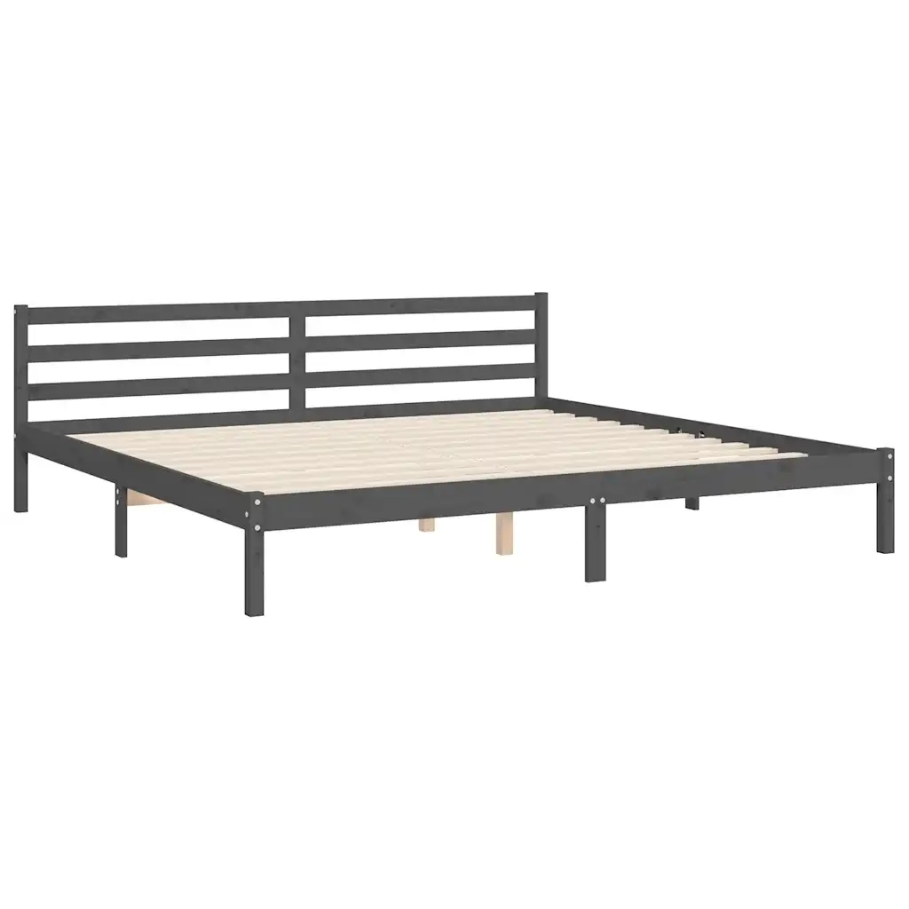Giroletto con Testiera Grigio 200x200 cm in Legno Massello 3194723