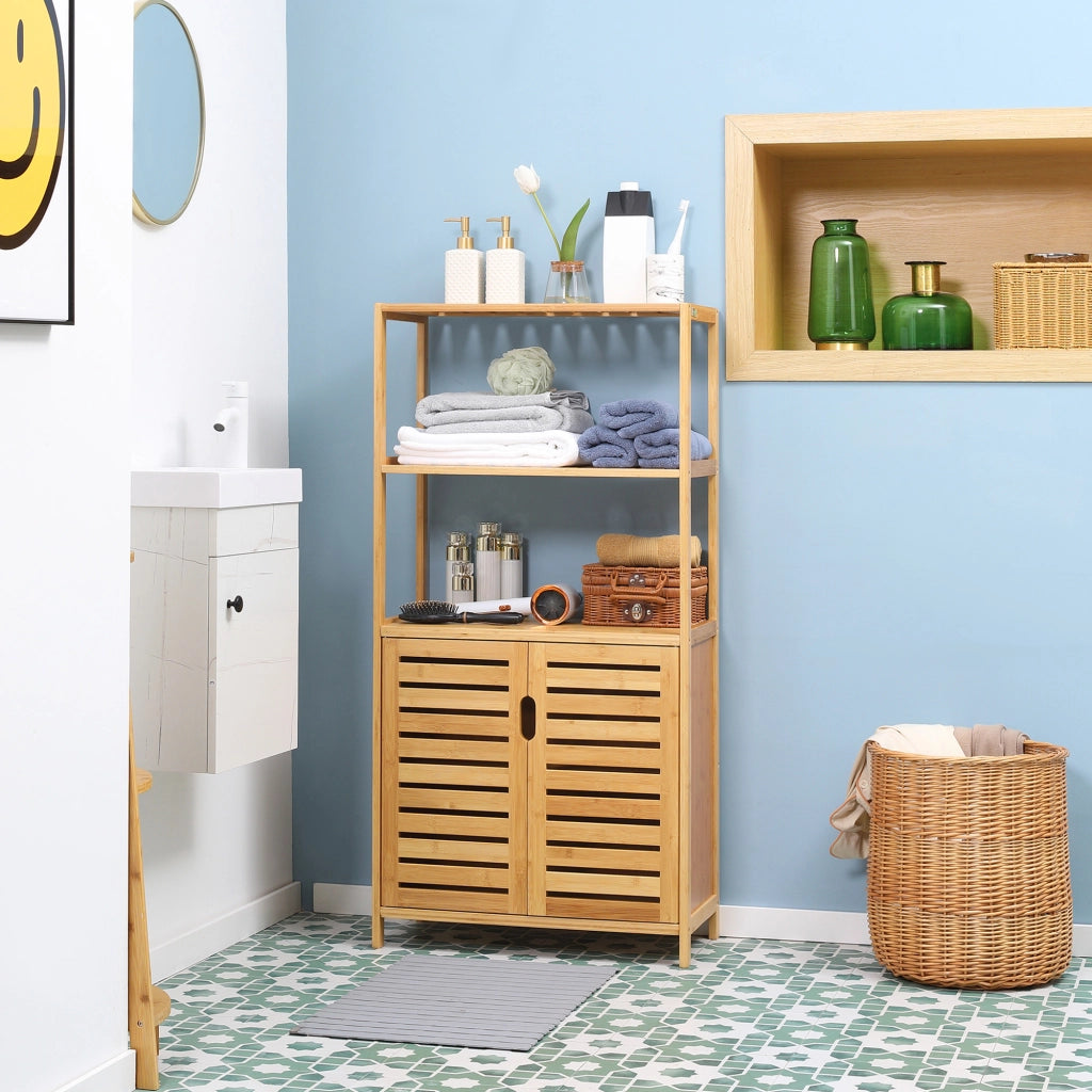 Mobile bagno con ante a lamelle ¨C Xylo ¨C bamb¨´ naturale