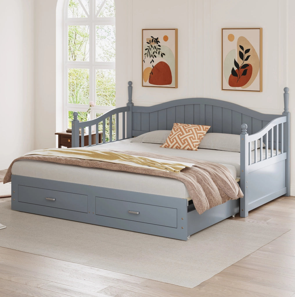 Divano letto estraibile 90/180x190 cm in legno grigio