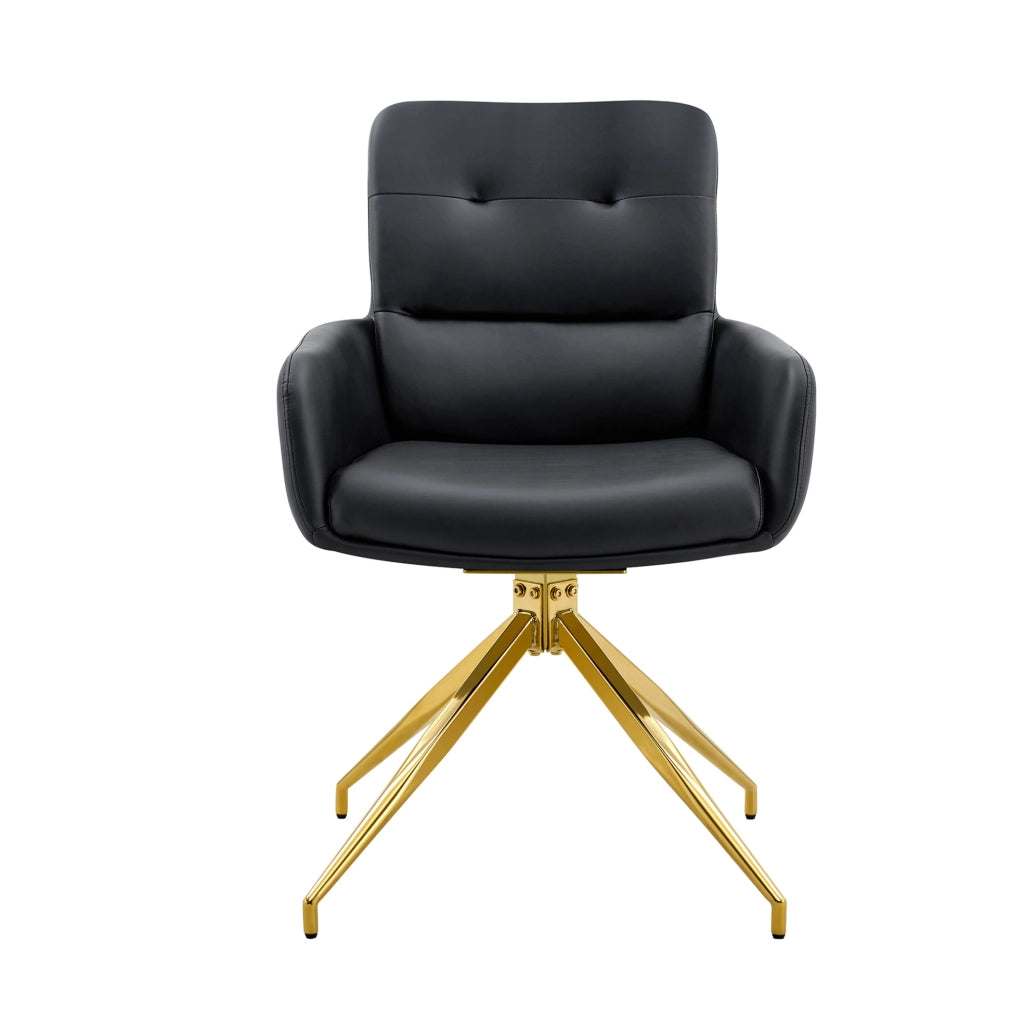 Set tavolo e sedie da pranzo 85 cm vetro temperato nero e oro per 4 persone