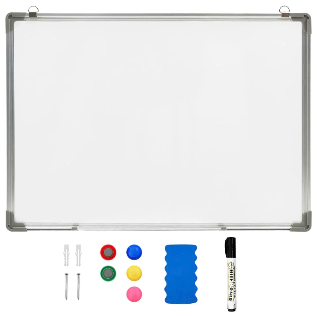 Lavagna magnetica pannello di scrittura per la scuola la casa o l'ufficio cancellabile a secco 90 x 60 cm acciaio bianco 02_0045451