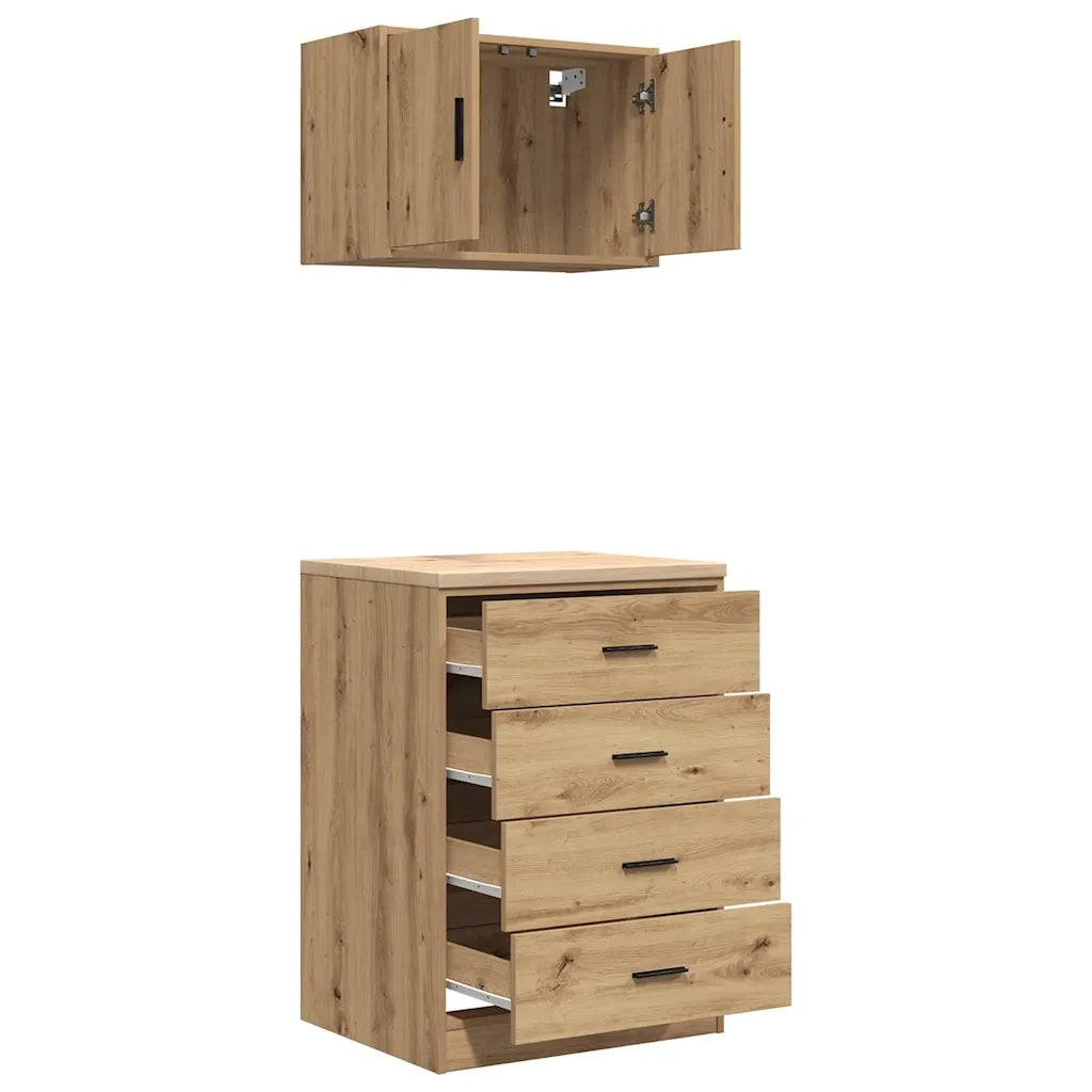 Armadi da Garage 2 pz Rovere Artigianale in Legno Multistrato 3328340