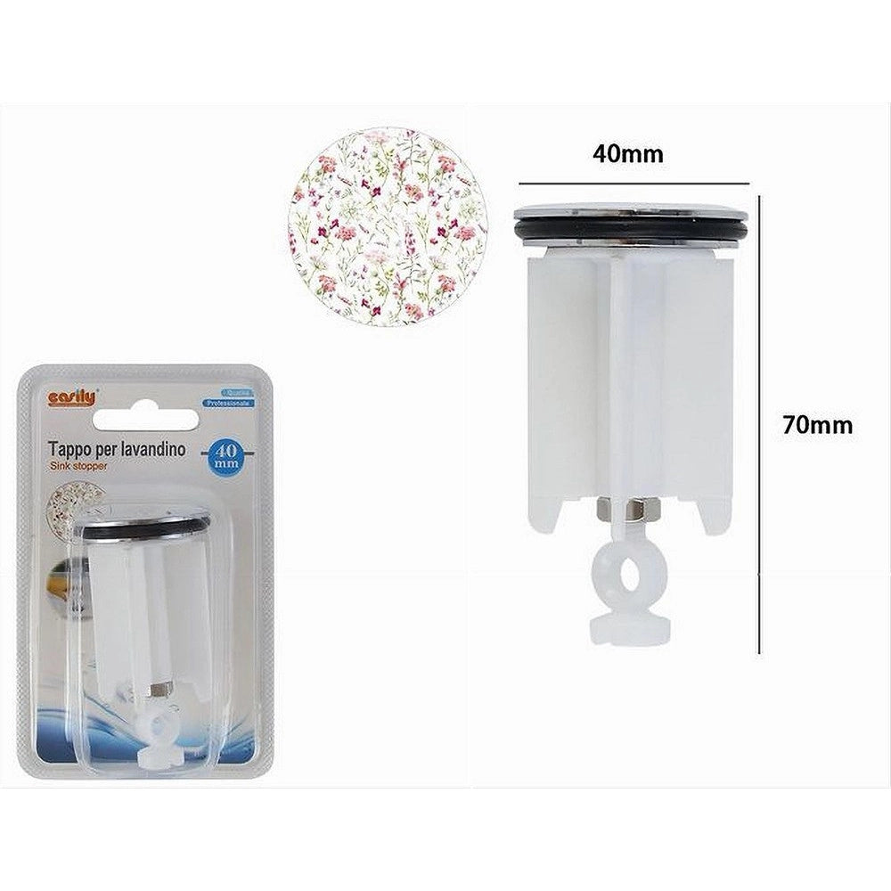 Trade Shop - Tappo Per Lavandino Bagno Lavabo Bidet Universale 40 Mm Con Motivo Fiori 87272 -