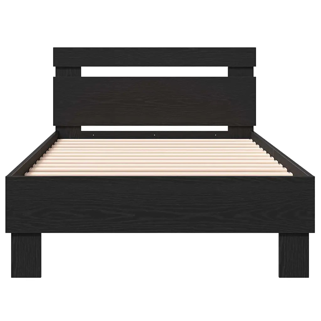 Struttura del letto con testiera-Giroletto Rovere Nero 193 x 95 x 88 cm