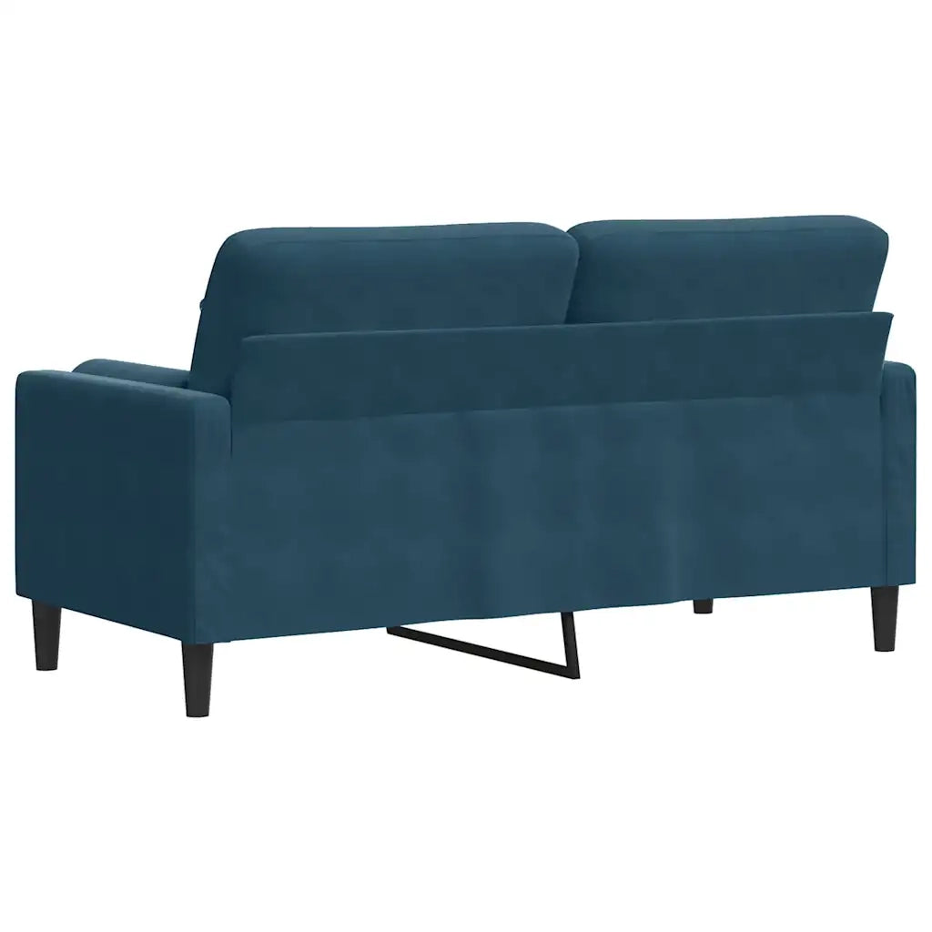 Divano a 2 Posti con Cuscini Blu 140 cm in Velluto