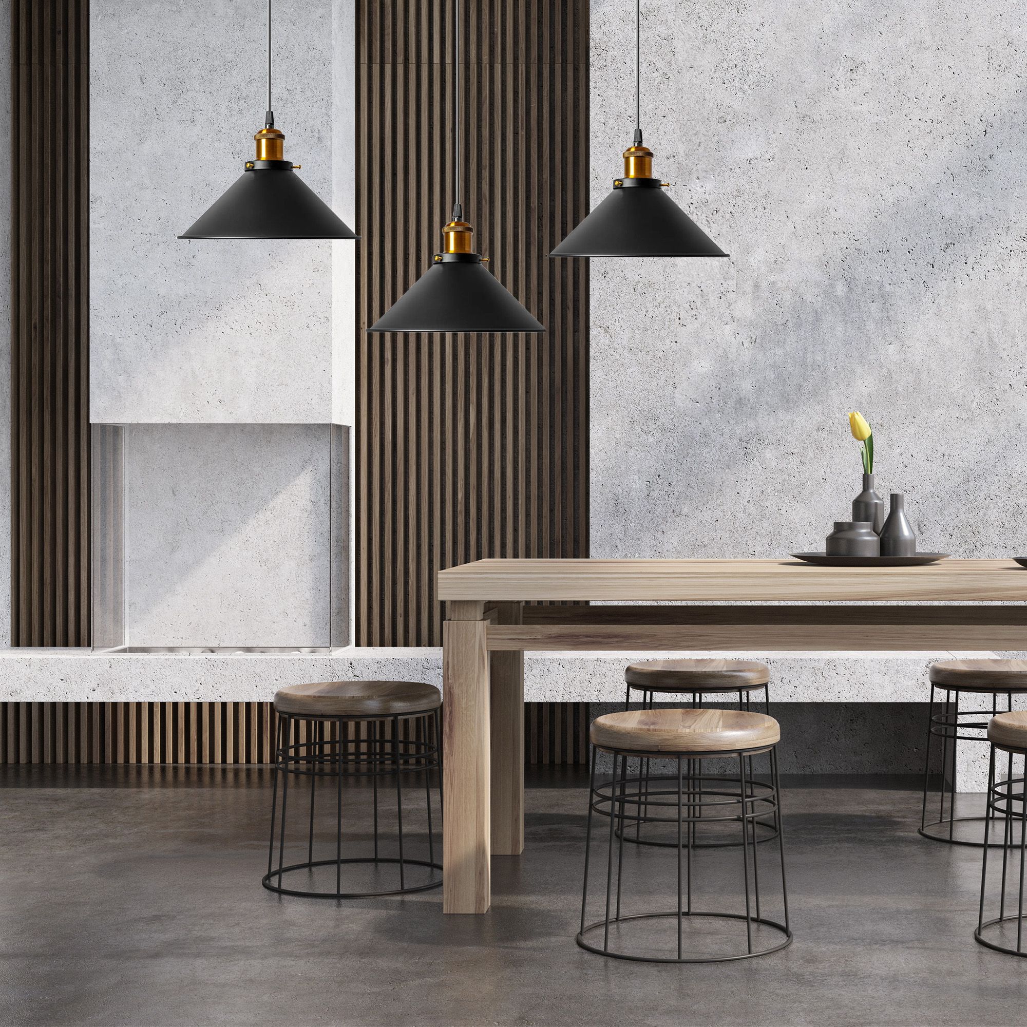 Lampada Da Soffitto Pensile Porto Black 3cp