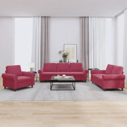 Set di Divani 3 pz con Cuscini Rosso Vino in Vellutocod mxl 131200