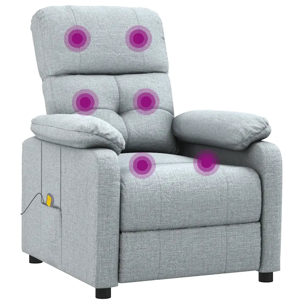 Poltrona Massaggiante Reclinabile Grigio Chiaro in Tessuto cod mxl 32327