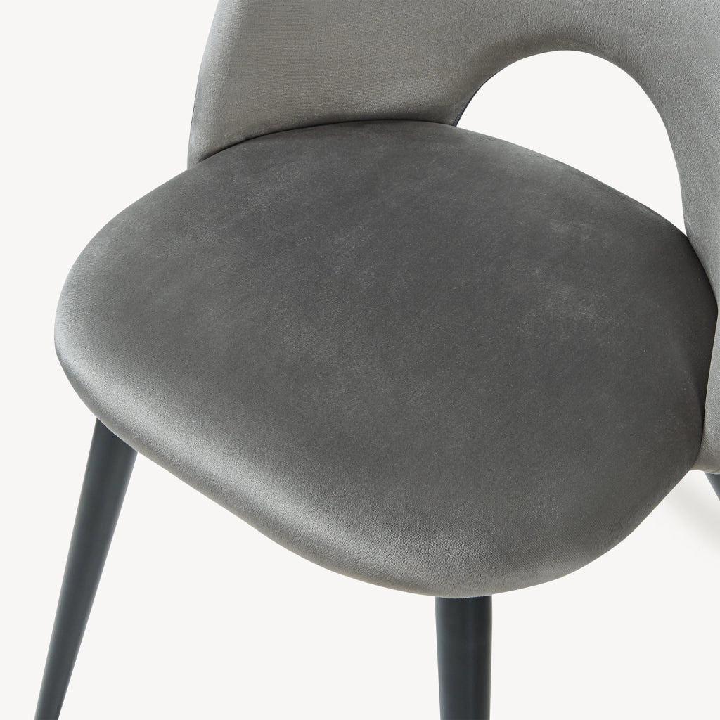 Set Karijoki di 2 Sedie Imbottite da Sala Pranzo Effetto Velluto - Grigio / Nero [en.casa]