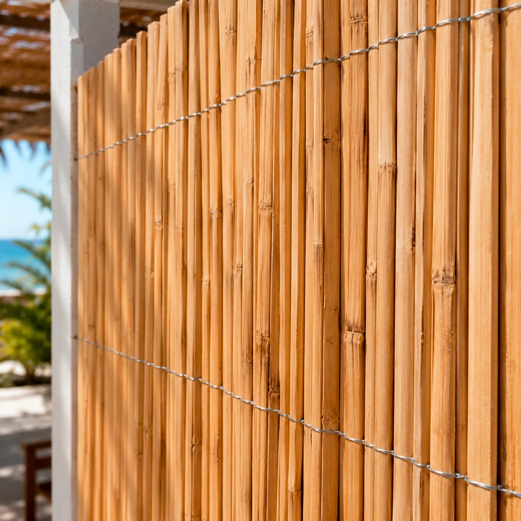 Arella In Bamboo Naturale A Canna Spaccata Per Recinto Privacy E Frangivista Da Giardino Balcone Terrazza Con Filo Metallico 2 x 3 Metri