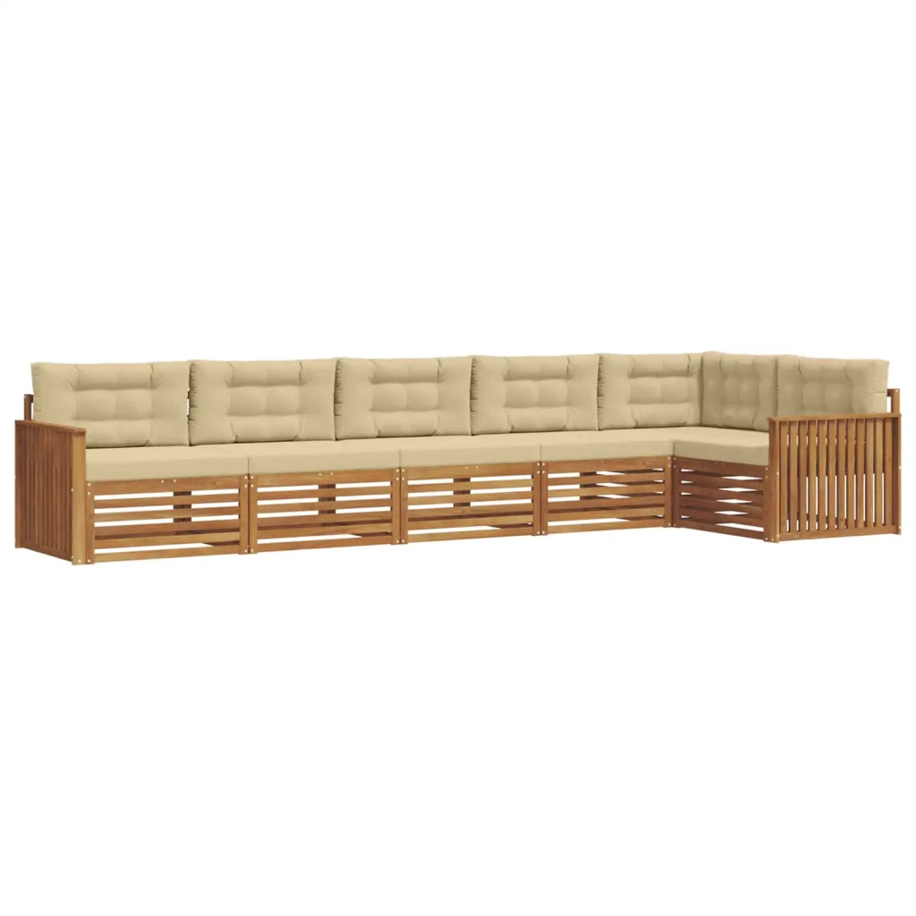 Set di divani da esterno con cuscino 6 pcs Naturale e Beige