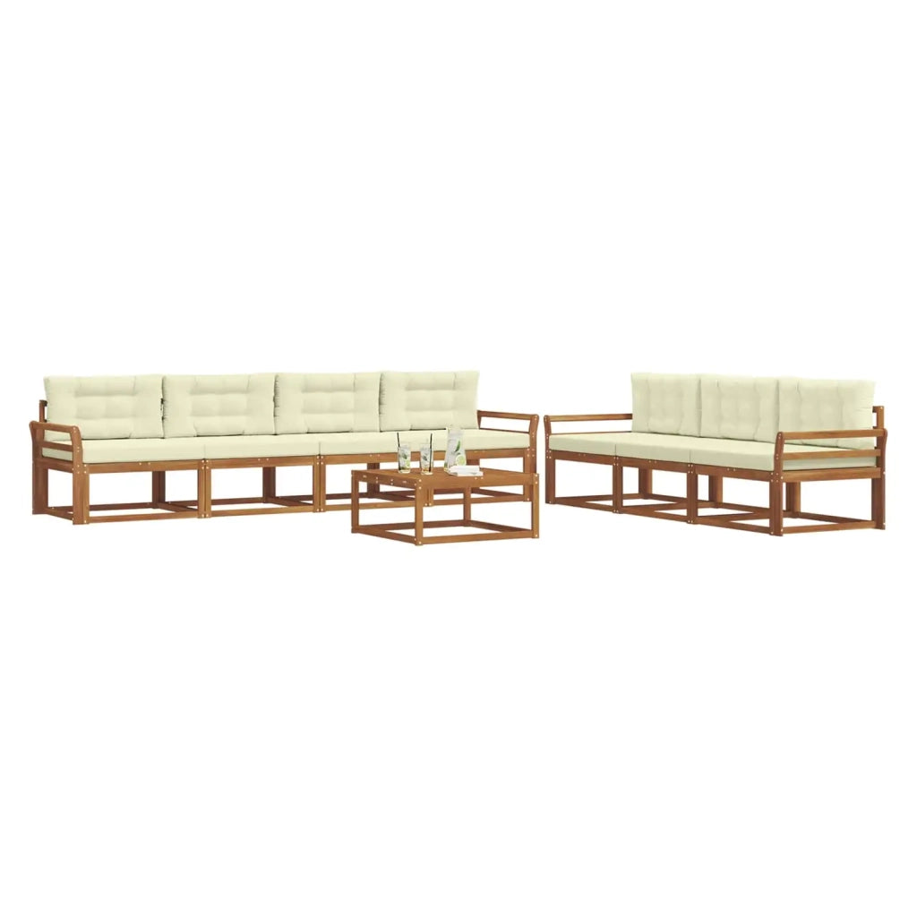 Set di divani da esterno con cuscino 8 pcs Naturale e Crema 3367298