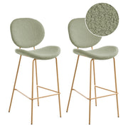 Set di 2 sedie con gambe senza braccioli Bouclè PU Gambe in ferro nero Design contemporaneo e retrò Sedute per la sala da pranzo verde chiaro