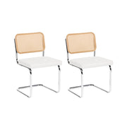 Set di 2 sedie da pranzo in ecopelle bianco con base a sbalzo in metallo stile vintage retrò
