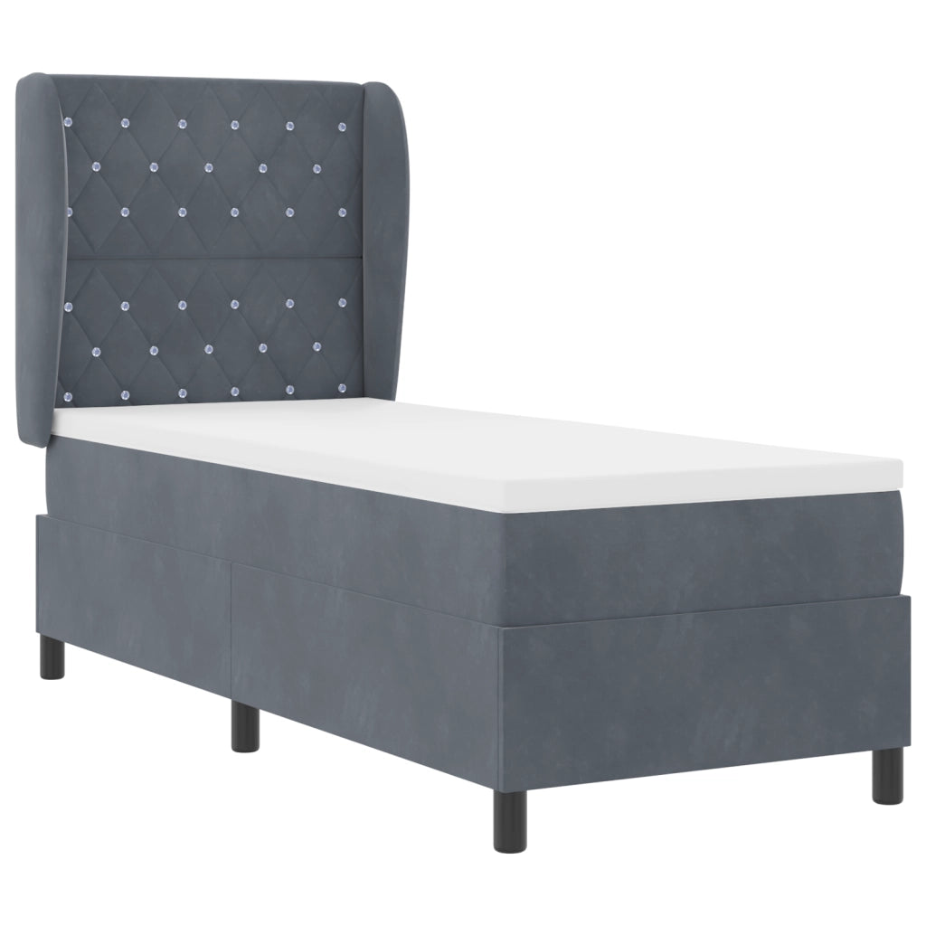 Letto a Doghe con Materasso  Grigio Scuro 80x200 cm Velluto