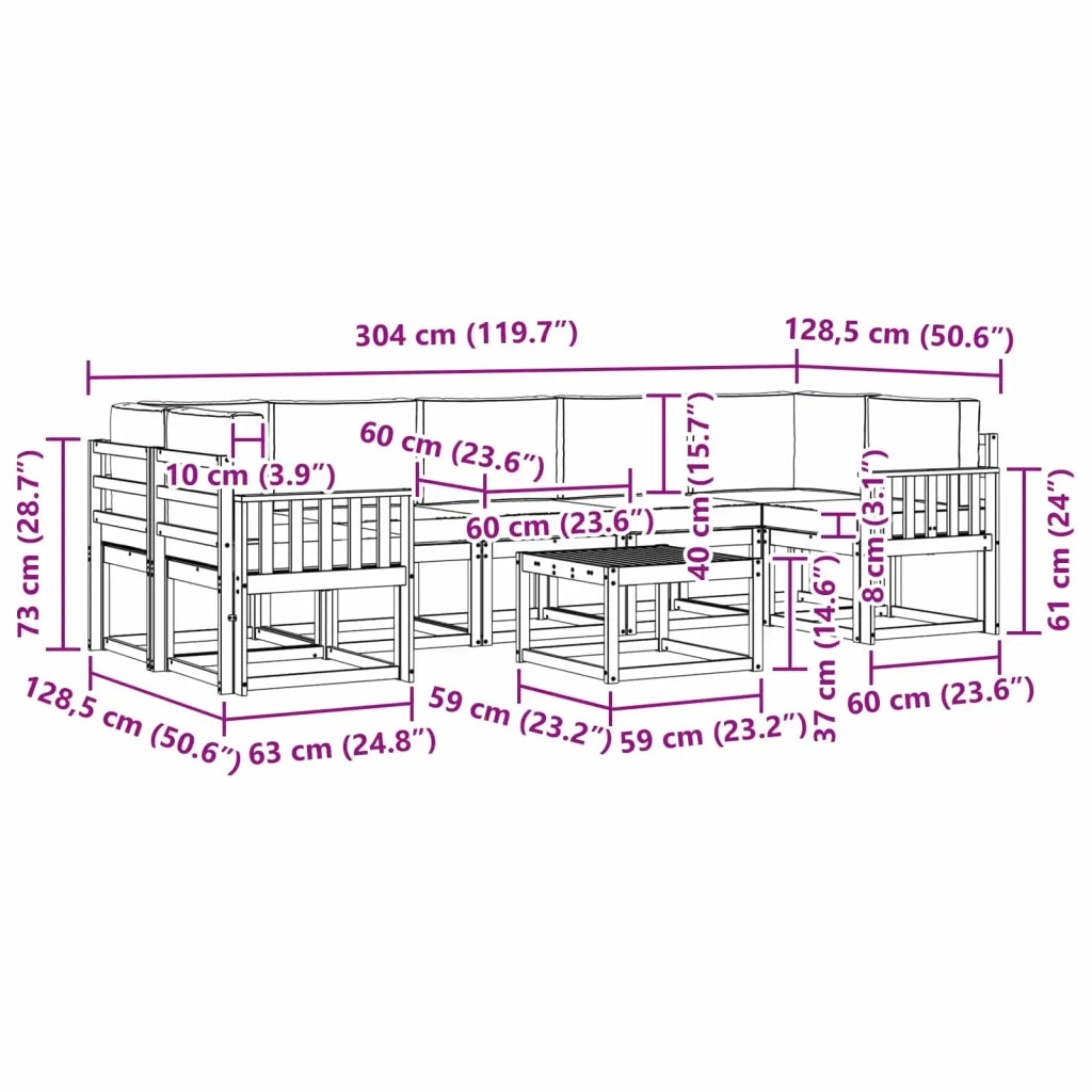 Set di divani da esterno 6 pz 3387382